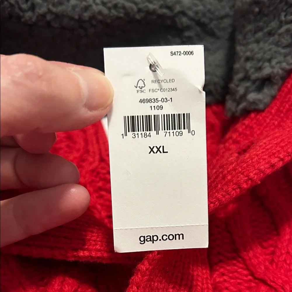 GAP NWT Boys Vibrant Red Cable Knit Zip-Up Sweater Size XXL